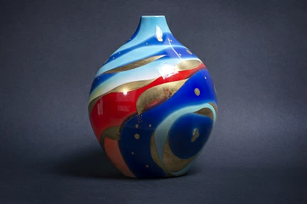 Ваза малый размер, форма Круглая, рисунок Космея арт 60.13685.00.1 Ваза малый размер, форма Круглая, рисунок Космея арт 60.13685.00.1