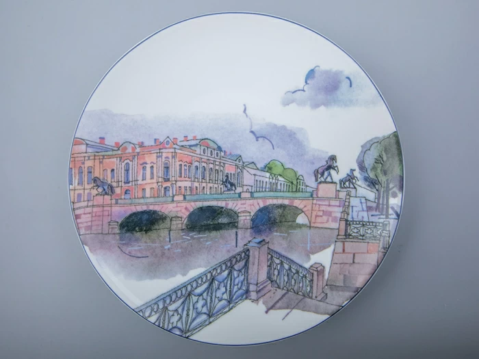 Декоративная тарелка 195 мм форма Эллипс рисунок Санкт-Петербург.Аничков мост арт. 80.88386.00.1, 
