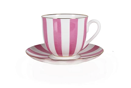 Чашка с блюдцем кофейная 180 мл форма Ландыш 2 рисунок Да и нет (светло-розовый с отводкой) арт. 81.23096.00.1