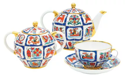 Сервиз чайный Тюльпан Русский лубок, 6 персон 14 предметов, арт. 81.20957.00.1, 