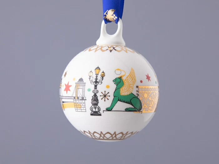 Подарочный набор Ёлочных украшений, форма Шар с петелькой, рисунок Рождественский Петербург, арт. 81.32760.00.1, 