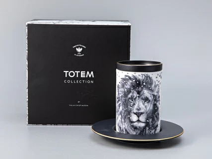 Бокал с блюдцем Тотем в подарочной упаковке, рисунок Лев арт. 81.28375.00.1, 