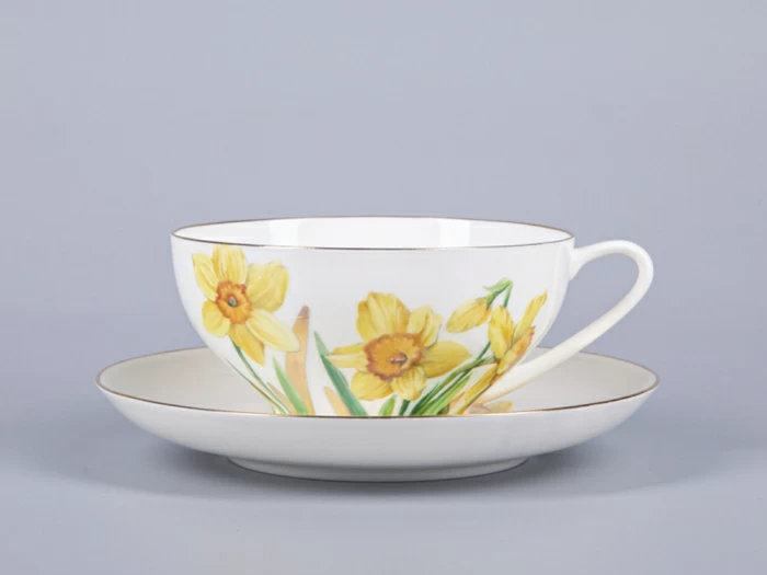 Чашка с блюдцем чайная 300 мл форма Купольная рисунок Narcissus арт. 81.29658.00.1,  Чашка с блюдцем чайная 300 мл форма Купольная рисунок Narcissus арт. 81.29658.00.1,