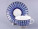 Чашка с блюдцем чайная 250 мл форма Тюльпан рисунок Кобальтовая клетка арт. 81.14860.00.1, 
