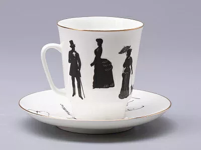 Чашка с блюдцем 165 мл форма Майская рисунок Русские писатели Чехов, арт. 81.31160.00.1