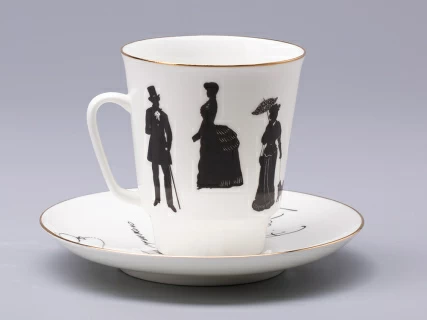 Чашка с блюдцем 165 мл форма Майская рисунок Русские писатели Чехов, арт. 81.31160.00.1,  Чашка с блюдцем 165 мл форма Майская рисунок Русские писатели Чехов, арт. 81.31160.00.1,