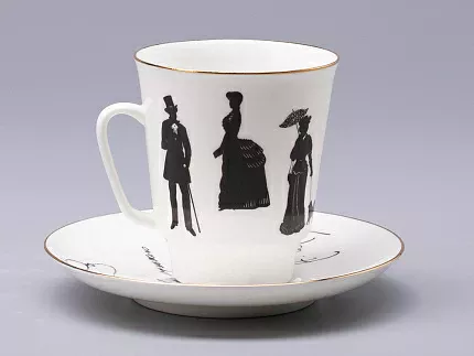 Чашка с блюдцем 165 мл форма Майская рисунок Русские писатели Чехов, арт. 81.31160.00.1