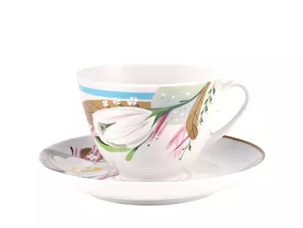 Трехпредметный комплект чайный 230 мл форма Весенняя рисунок Аромат весны арт. 81.28356.00.1