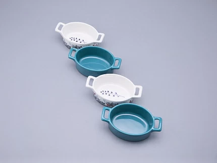 Набор кокотниц (4 предмета) в подарочной упаковке, форма Стандартная, рисунок Календа, арт 42.00076.00.1