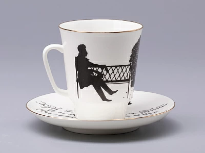 Чашка с блюдцем 165 мл форма Майская рисунок Русские писатели Пушкин, арт. 81.31157.00.1