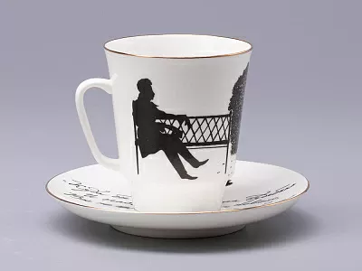 Чашка с блюдцем 165 мл форма Майская рисунок Русские писатели Пушкин, арт. 81.31157.00.1