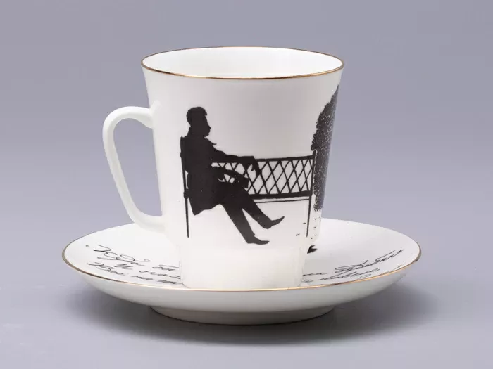 Чашка с блюдцем 165 мл форма Майская рисунок Русские писатели Пушкин, арт. 81.31157.00.1, 