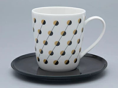 Чашка с блюдцем чайная форма Колокол рисунок Балтийский берег 2, арт. 81.31863.00.1