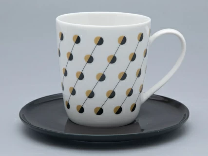 Чашка с блюдцем чайная форма Колокол рисунок Балтийский берег 2, арт. 81.31863.00.1, 