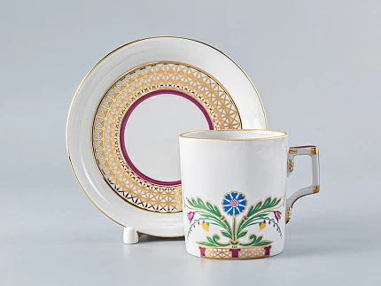 Чашка с блюдцем чайная форма Гербовая рисунок Замоскворечье (мет) арт. 81.23959.00.1 Чашка с блюдцем чайная форма Гербовая рисунок Замоскворечье (мет) арт. 81.23959.00.1