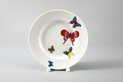 Тарелка мелкая 240 мм форма Плоская рисунок Шафрановые бабочки, арт. 80.39179.00.1