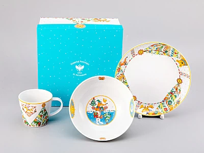 Подарочный набор трехпредметный комплект форма Карат рисунок Лесной праздник арт. 81.30217.00.1