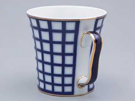 Бокал с блюдцем Ленинградский Кобальтовая клетка 360 мл арт. 81.17615.00.1