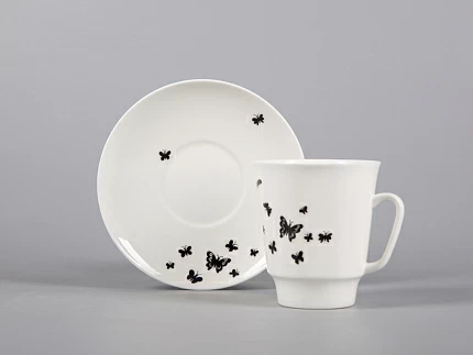 Чашка с блюдцем кофейная 165 мл форма Майская рисунок Мотыльки арт. 81.30661.00.1 Чашка с блюдцем кофейная 165 мл форма Майская рисунок Мотыльки арт. 81.30661.00.1
