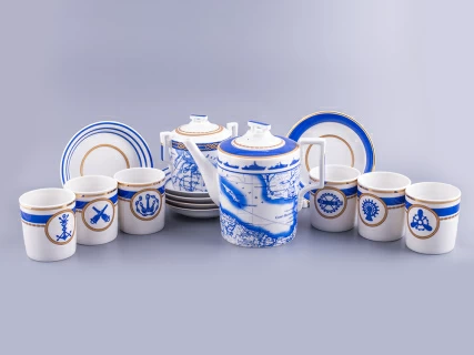 Сервиз чайный форма Гербовая рисунок Кают-компания, 6 персон 14 предметов арт. 81.24029.00.1, 