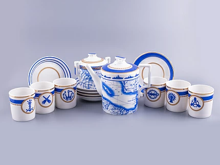 Сервиз чайный форма Гербовая рисунок Кают-компания, 6 персон 14 предметов арт. 81.24029.00.1