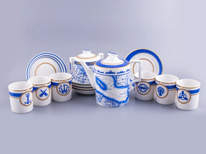 Сервиз чайный форма Гербовая рисунок Кают-компания, 6 персон 14 предметов арт. 81.24029.00.1, 