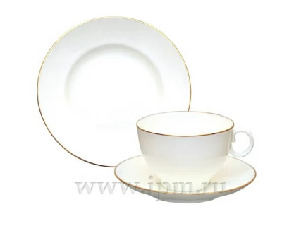 Трехпредметный комплект чайный Яблочко Золотой кант 160 мл арт. 81.20963.00.1, 