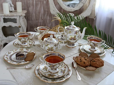 Сервиз чайный форма Наташа рисунок Фантастические бабочки 6 персон 30 предметов арт. 81.15141.00.1