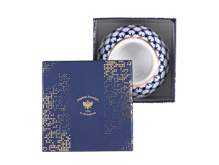 Подарочный набор форма Подсвечник круглый рисунок Сетка Кобальт арт. 81.28009.00.1