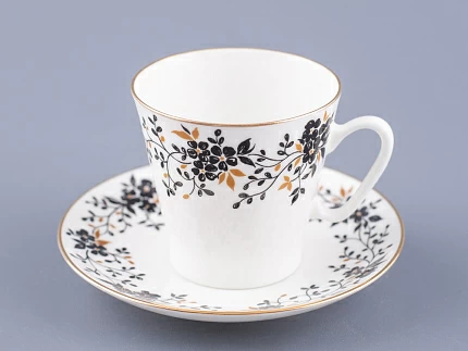 Чашка с блюдцем кофейная Черный кофе Тонкие веточки 80 мл арт. 81.13635.00.1