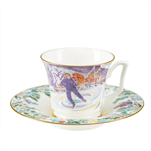 Сервиз чайный форма Юлия рисунок Серебряные коньки, 6 персон 14 предметов арт. 81.29098.00.1, 