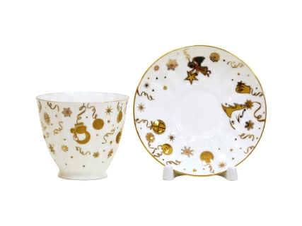 Чашка с блюдцем кофейная 200 мл форма Гвоздика рисунок Веселый праздник арт. 81.19272.00.1, 