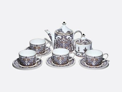 Сервиз чайный на 4 персоны 10 предметов в подарочной упаковке, форма Идиллия рисунок Барокко, арт. 81.34916.00.1