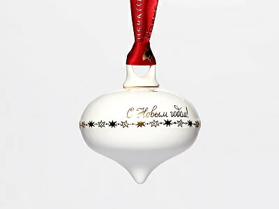 Елочная игрушка в подарочной упаковке, форма Луковица, рисунок Золотой бант, арт. 81.33930.00.1