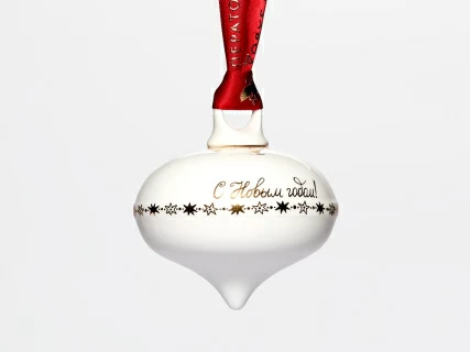 Елочная игрушка в подарочной упаковке, форма Луковица, рисунок Золотой бант, арт. 81.33930.00.1, 