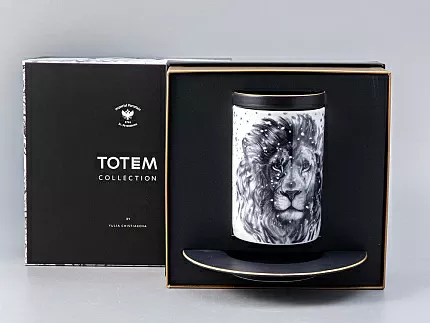 Бокал с блюдцем Тотем в подарочной упаковке, рисунок Лев арт. 81.28375.00.1