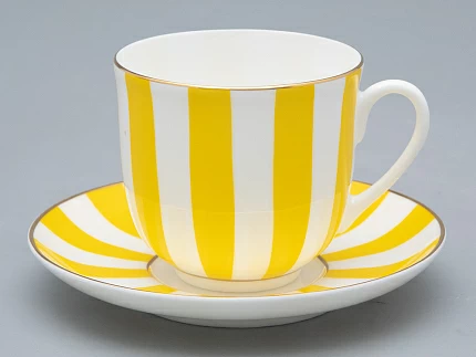 Чашка с блюдцем форма Ландыш рисунок Да и нет (желтый)  арт. 81.16678.00.1