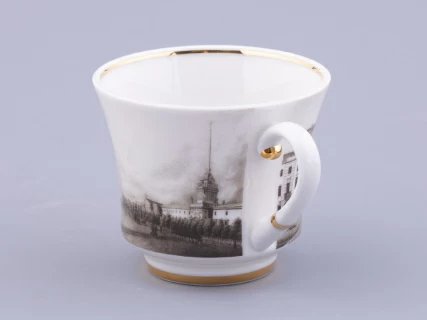 Чашка с блюдцем чайная форма Банкетная рисунок Великолепный Невский У Адмиралтейства, арт. 81.32684.00.1,  Чашка с блюдцем чайная форма Банкетная рисунок Великолепный Невский У Адмиралтейства, арт. 81.32684.00.1,