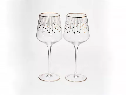 Набор из 2-х бокалов для вина 430 мл в подарочной упаковке, рисунок Азур золотой, арт 14.11447.07