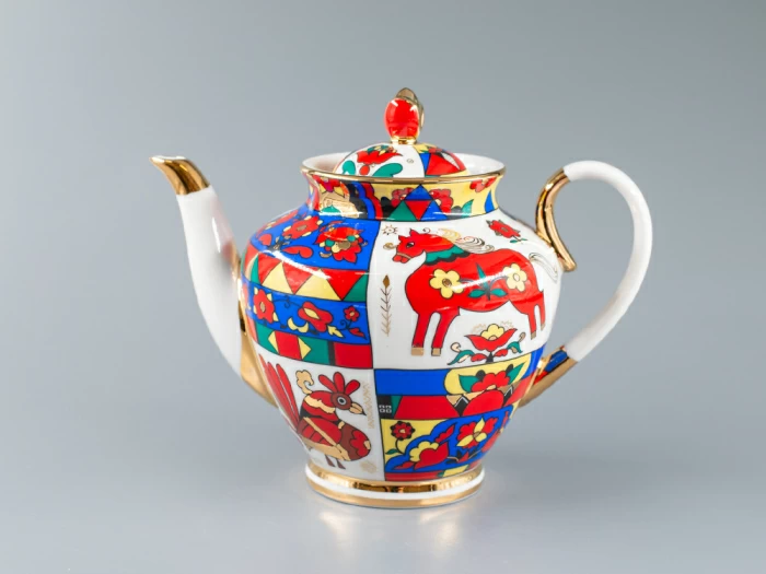 Чайник доливной форма Весенняя рисунок Народные узоры арт. 80.60810.00.1, 
