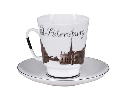 Чашка с блюдцем кофейная 165 мл форма Майская рисунок До свидания Петербург 5 арт.81.15810.00.5