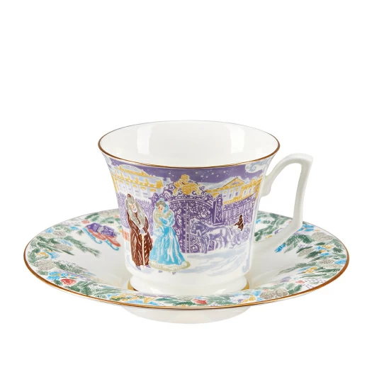 Сервиз чайный форма Юлия рисунок Серебряные коньки, 6 персон 14 предметов арт. 81.29098.00.1, 