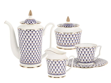 Сервиз кофейный форма Юлия рисунок Кобальтовая сетка, 6 персон 15 предметов, арт. 81.19482.00.1, 