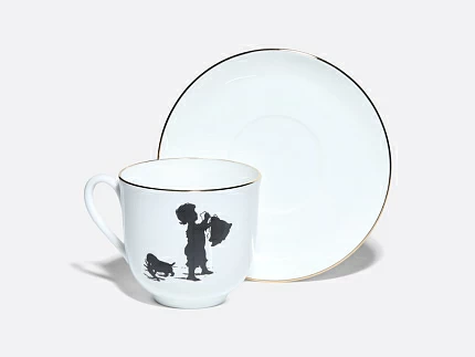 Чашка с блюдцем кофейная 180 мл.,  форма Ландыш, рисунок Хлопоты арт. 81.15709.00.1