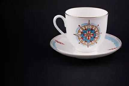 Чашка с блюдцем кофейная, форма Ландыш, рисунок Снежинка, арт 61.21042.00.1
