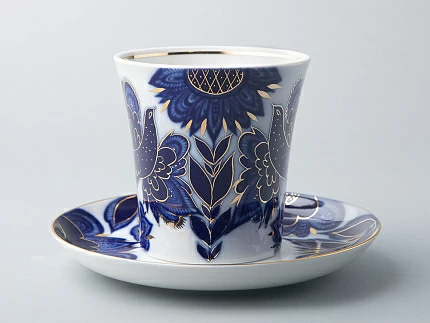 Бокал с блюдцем форма Ленинградский рисунок Птицы 360 мл арт. 81.10493.00.1