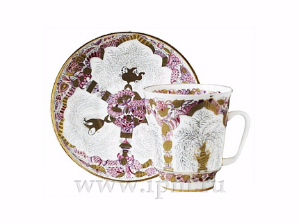 Чашка с блюдцем кофейная 165 мл форма Майская рисунок Золотые вазочки арт. 81.10378.00.1