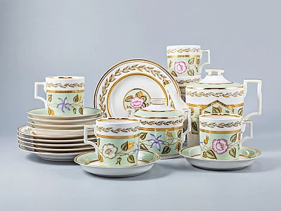 Сервиз чайный форма Гербовая рисунок Нефритовый фон, 6 персон 20 предметов, арт. 81.20900.00.1 Сервиз чайный форма Гербовая рисунок Нефритовый фон, 6 персон 20 предметов, арт. 81.20900.00.1