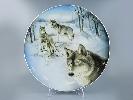 Блюдо декоративное 450 мм, форма Круглая, рисунок Волки, арт 80.88997.00.1