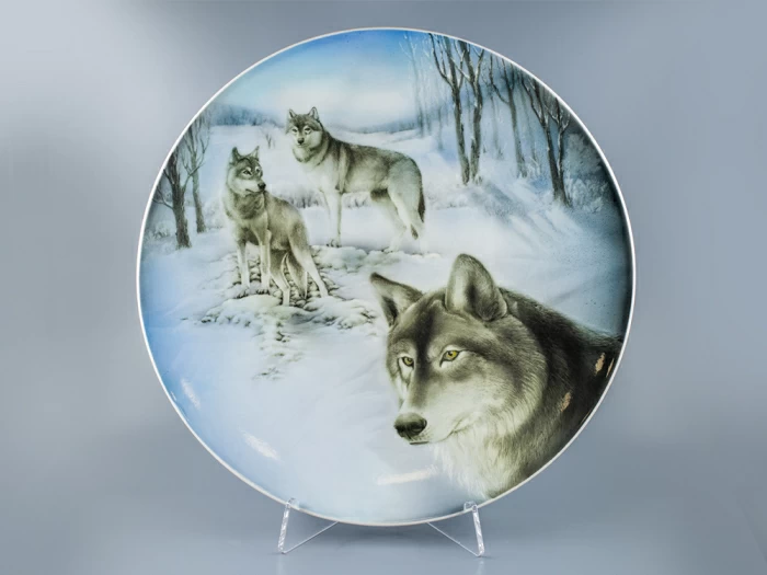 Блюдо декоративное 450 мм, форма Круглая, рисунок Волки, арт 80.88997.00.1, 